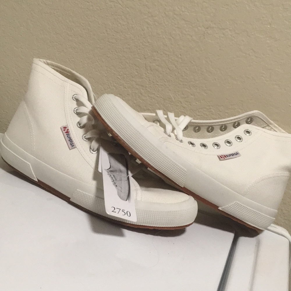 Superga high tops white size 8 1/2 brand new
